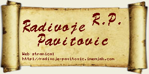 Radivoje Pavitović vizit kartica